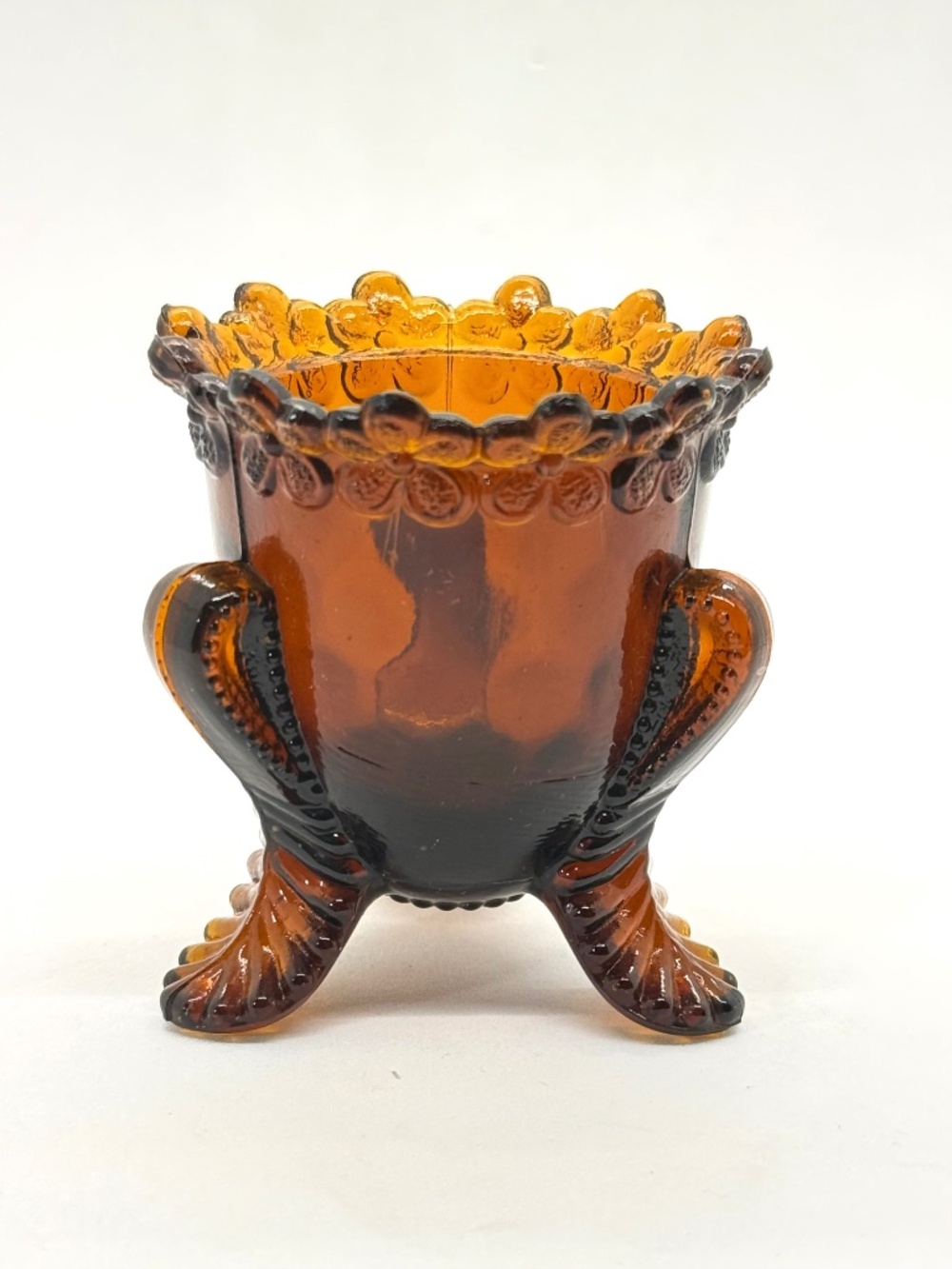 Vintage Boyd Forget-Me-Not Footed Toothpick Holder Cinnamon Color